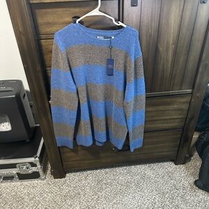 Polo by Ralph Lauren Men's Striped Blue and Brown Crewneck
